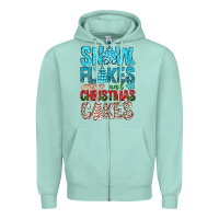 Seafoam Snow Flakes aAd Christmas Cakes Zipper Hoodie - BundleAndBundleShop