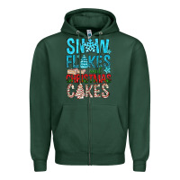 Sports Green Snow Flakes aAd Christmas Cakes Zipper Hoodie - BundleAndBundleShop