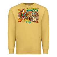 Antique Gold Happy Turkey Day Premium Sweatshirt - CowhideDigitalArt