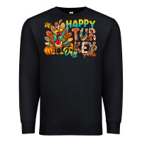 Black Happy Turkey Day Premium Sweatshirt - CowhideDigitalArt