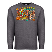 Charcoal Heather Happy Turkey Day Premium Sweatshirt - CowhideDigitalArt