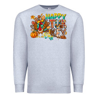 Heather Grey Happy Turkey Day Premium Sweatshirt - CowhideDigitalArt