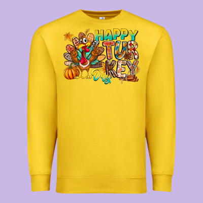 Happy Turkey Day Premium Sweatshirt Designed By Cowhidedigitalart