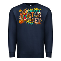Navy Happy Turkey Day Premium Sweatshirt - CowhideDigitalArt