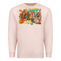 Pale Pink Happy Turkey Day Premium Sweatshirt - CowhideDigitalArt