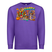 Purple Happy Turkey Day Premium Sweatshirt - CowhideDigitalArt