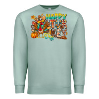 Seafoam Happy Turkey Day Premium Sweatshirt - CowhideDigitalArt