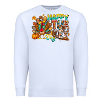 White Happy Turkey Day Premium Sweatshirt - CowhideDigitalArt