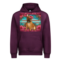 Mauve Wine french bulldog floral Urban Hoodie - Artiststas
