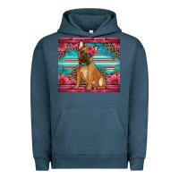 Pigment Midnight Navy french bulldog floral Urban Hoodie - Artiststas