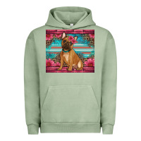 Pigment Oil Green french bulldog floral Urban Hoodie - Artiststas