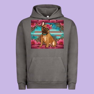 French Bulldog Floral Urban Hoodie Designed By Artiststas