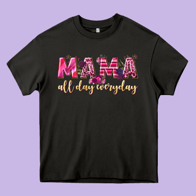 Mama All Day Everyday Heavy Core Tee Designed By Nancycooperartshop