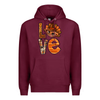 Burgundy thanksgiving with turkey love bbs Premium Hoodie - BundleAndBundleShop