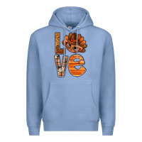 Colony Blue thanksgiving with turkey love bbs Premium Hoodie - BundleAndBundleShop