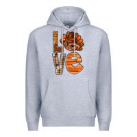Heather Grey thanksgiving with turkey love bbs Premium Hoodie - BundleAndBundleShop