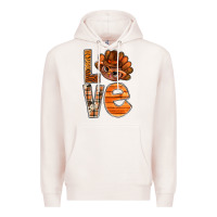 Pale Pink thanksgiving with turkey love bbs Premium Hoodie - BundleAndBundleShop