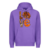 Purple thanksgiving with turkey love bbs Premium Hoodie - BundleAndBundleShop