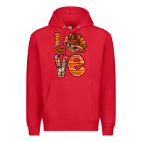 Red thanksgiving with turkey love bbs Premium Hoodie - BundleAndBundleShop