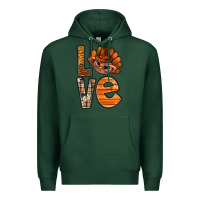 Sports Green thanksgiving with turkey love bbs Premium Hoodie - BundleAndBundleShop