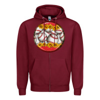 Burgundy baseball with sunflower round earrings Zipper Hoodie - BundleAndBundleShop
