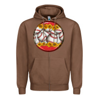 Chestnut baseball with sunflower round earrings Zipper Hoodie - BundleAndBundleShop