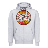 Heather Grey baseball with sunflower round earrings Zipper Hoodie - BundleAndBundleShop