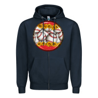Navy baseball with sunflower round earrings Zipper Hoodie - BundleAndBundleShop