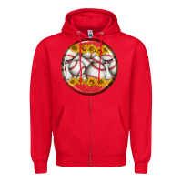 Red baseball with sunflower round earrings Zipper Hoodie - BundleAndBundleShop