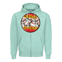 Seafoam baseball with sunflower round earrings Zipper Hoodie - BundleAndBundleShop