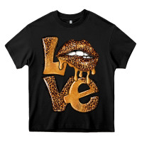 Black love leopard with lips Heavy Core Tee - NancyCooperArtShop