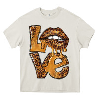 Cream love leopard with lips Heavy Core Tee - NancyCooperArtShop