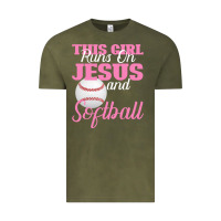 Vintage Olive This Girl Jesus And Softball Vintage Tee - Bettercallsaul