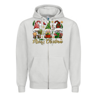 Dove Grey Merry Christmas Gnomes Zipper Hoodie - BundleAndBundleShop