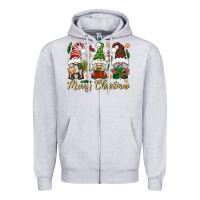 Heather Grey Merry Christmas Gnomes Zipper Hoodie - BundleAndBundleShop