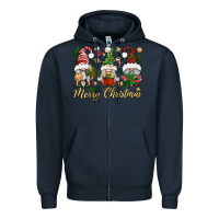 Navy Merry Christmas Gnomes Zipper Hoodie - BundleAndBundleShop