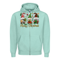 Seafoam Merry Christmas Gnomes Zipper Hoodie - BundleAndBundleShop