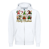 White Merry Christmas Gnomes Zipper Hoodie - BundleAndBundleShop
