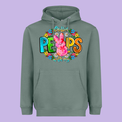 Chillin Peeps With My Heavyweight Hoodie Designed By Cowhidedigitalart