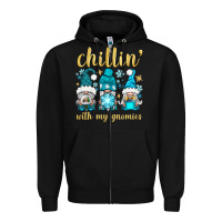Black chillin' with my gnomies Zipper Hoodie - BundleAndBundleShop