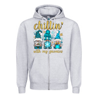 Heather Grey chillin' with my gnomies Zipper Hoodie - BundleAndBundleShop
