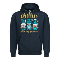 Navy chillin' with my gnomies Zipper Hoodie - BundleAndBundleShop