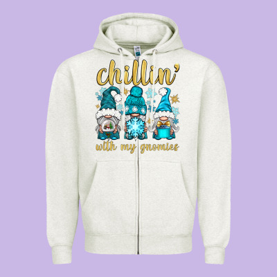 Chillin' With My Gnomies Zipper Hoodie Designed By Bundleandbundleshop