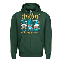 Sports Green chillin' with my gnomies Zipper Hoodie - BundleAndBundleShop