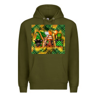 Army Green St. Patrick's Day gnome Premium Hoodie - FaDigitalArtStudio