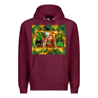 Burgundy St. Patrick's Day gnome Premium Hoodie - FaDigitalArtStudio