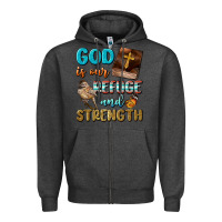 Charcoal Heather God Is Our Refuge And Strength Zipper Hoodie - BundleAndBundleShop