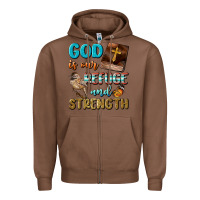 Chestnut God Is Our Refuge And Strength Zipper Hoodie - BundleAndBundleShop