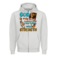 Dove Grey God Is Our Refuge And Strength Zipper Hoodie - BundleAndBundleShop