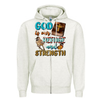 Oatmeal Heather God Is Our Refuge And Strength Zipper Hoodie - BundleAndBundleShop